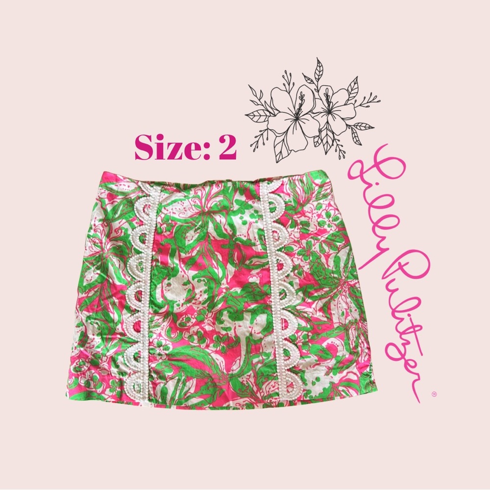LILLY PULITZER WOMENS PREPPY PINK FLORAL SKORT SKIRT SIZE 2 - Picture 1 of 5